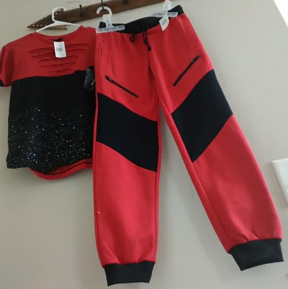 Kids  boys red& black T-shirt and sweatpants
